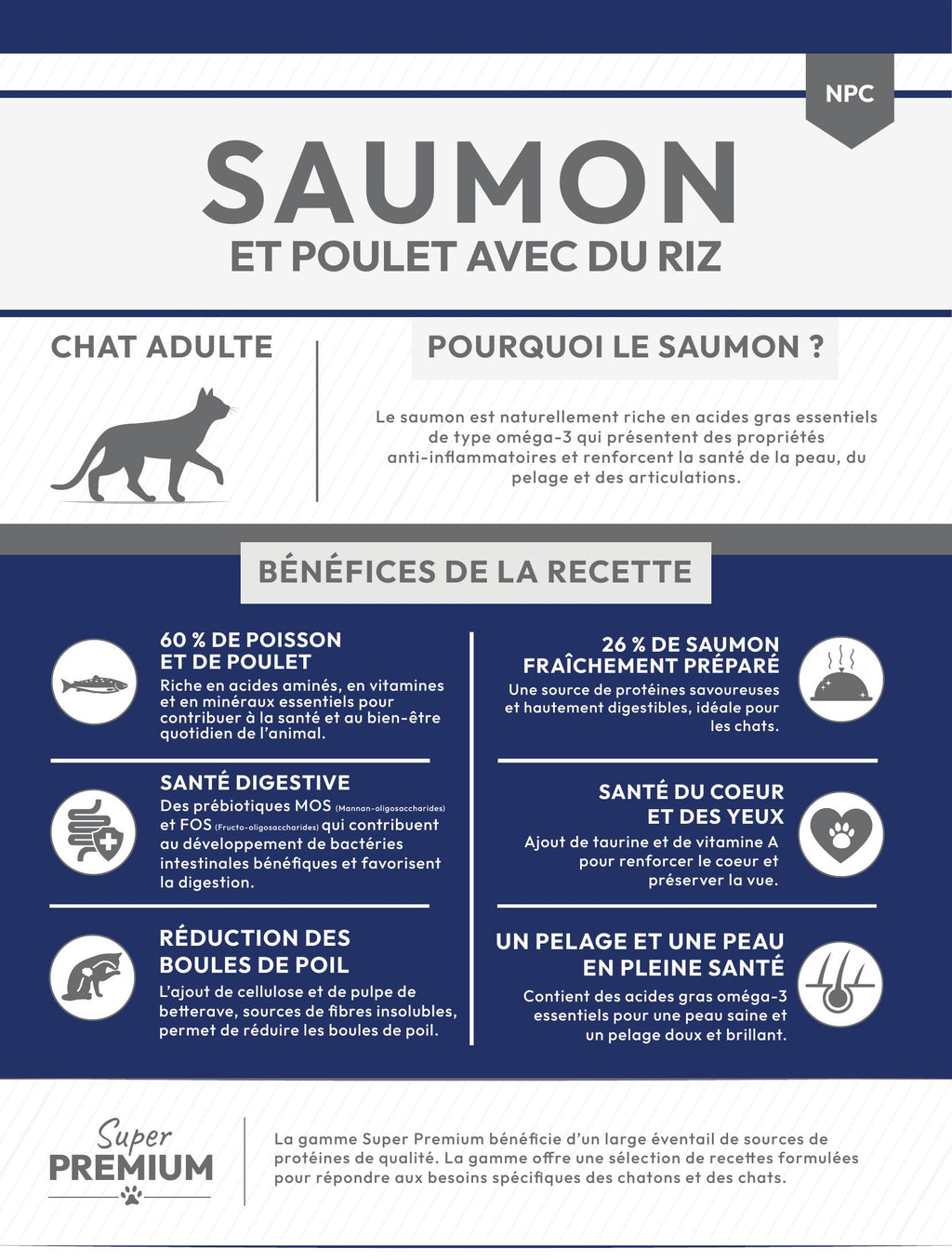 Gamme Super Premium Chat adulte Saumon et poulet avec du riz 6kg