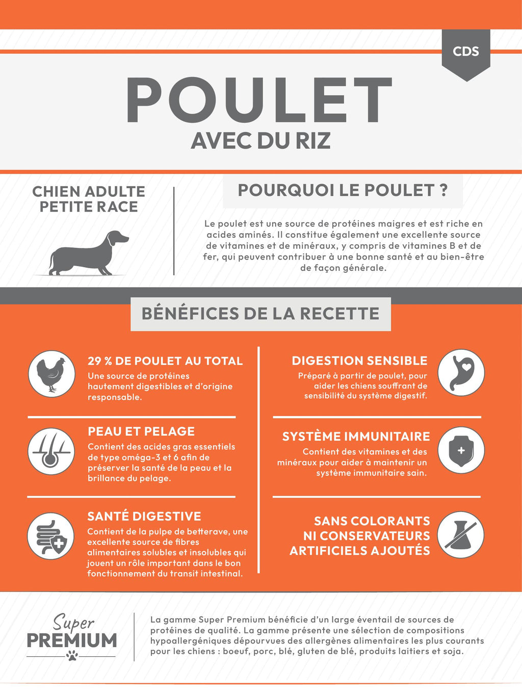 Gamme Super Premium Chien adulte Petite race Poulet avec du riz 6kg