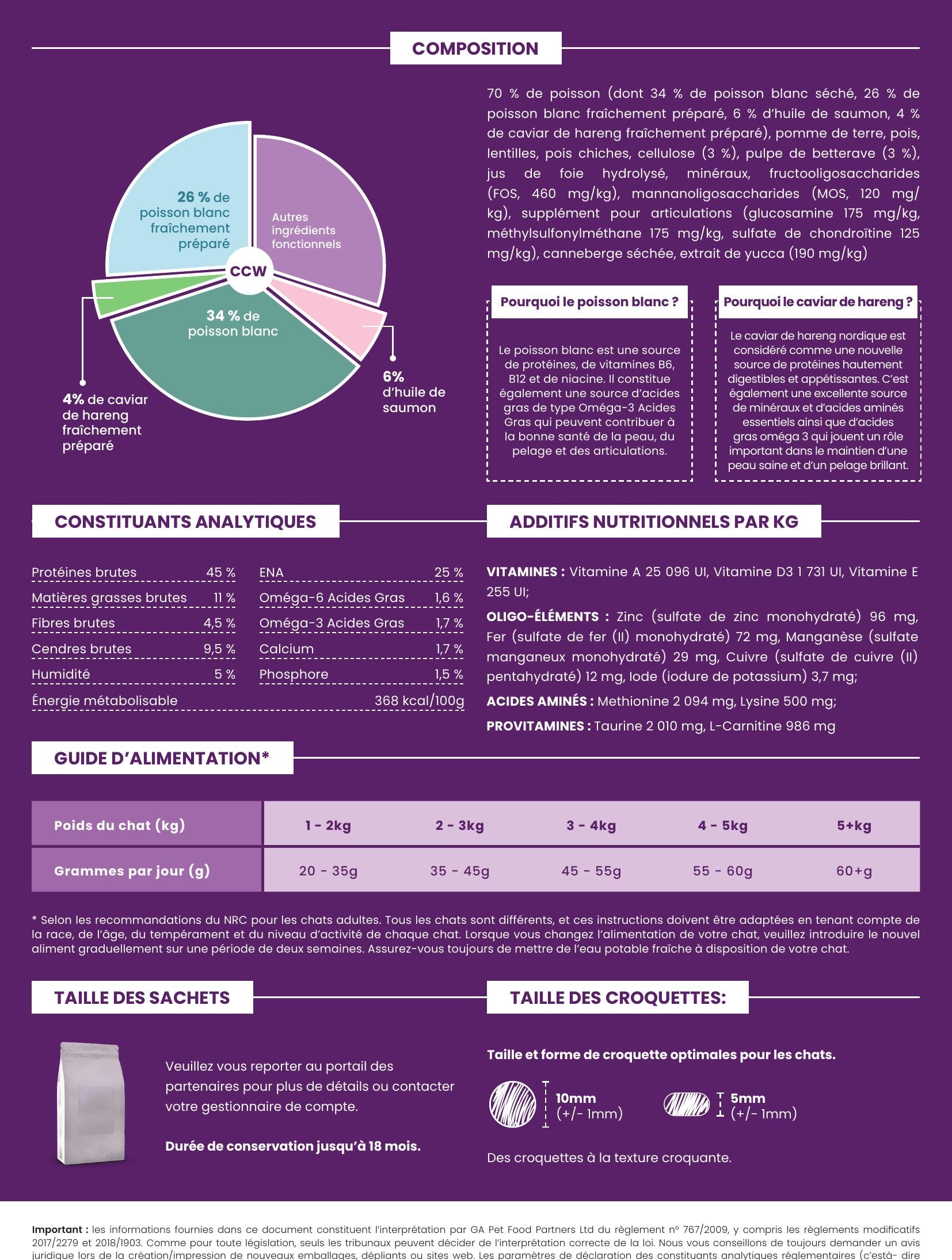 Gamme Connoisseur Cat Chat adulte stérilisé Poisson blanc avec caviar de hareng 5kg