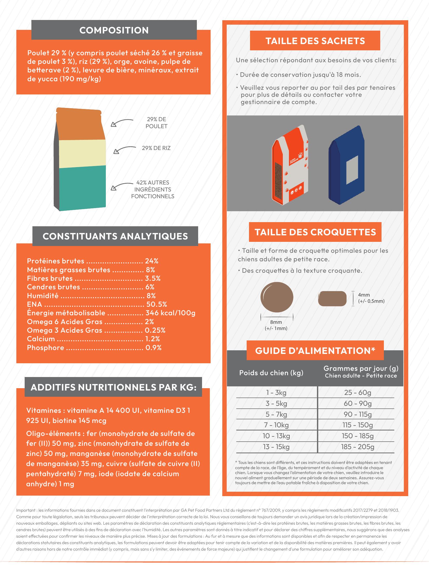 Gamme Super Premium Chien adulte Petite race Poulet avec du riz 6kg