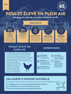 Gamme Superfood 65 Chien adulte Poulet élevé en plein air avec gingembre, grenade, chou frisé, artichaut et myrtille" 6kg
